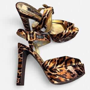 Nina Los Angeles Platform Cheetah Leopard Print Heels Size 9.5